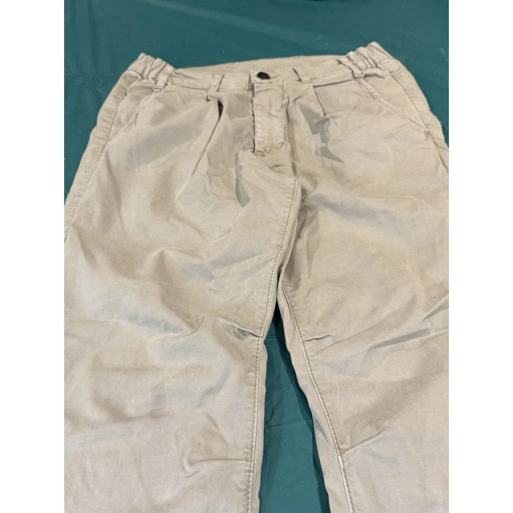 AG Adriano Goldschmied THE ROMAN  Women Sz 31R Skinny Pleated Beige Hiking Pants